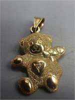 14kt & natural diamond teddy bear pendant!