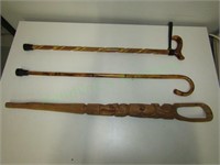 Lot of wood canes and unique walking stick!