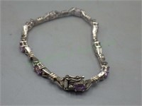 Vintage sterling silver amethyst bracelet!