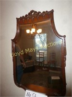 Antique Ornate Carved Wood Frame Wall Mirror