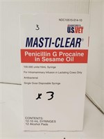 (3x) Masti-Clear Penicillin G Procaine, Sesame Oil