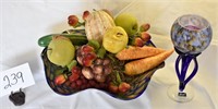 Alicja Glass - Blue Bowl with Fruit, Candleholders