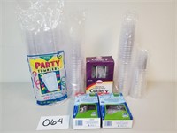 Assorted Plastic Cups and Cutlery