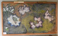 Large Original Painting - Lily Pad & Flowers