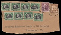 US Stamps #524 X 8 Used on Corner