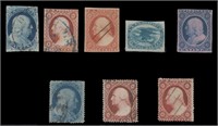 US Stamps 1851-1860 on Card incl #7, CV $300+