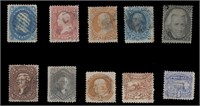 US Stamps 1861-1869 on Card incl #71-73 CV $1744