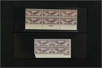 US Stamps #C12, C16 Plate Blocks Mint NH CV $275