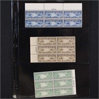 US Stamps #C7-C9 Mint NH Plate Blocks CV $185
