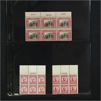 US Stamps 1920s-30s Mint NH Plate Blocks CV $175