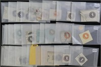 US Stamps Cut Squares hundreds identified in glass
