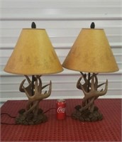 (2) Antler, Pine Cone Lamps