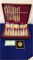 Lot of 50 Pieces of Gold Plated Flatware