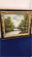 Framed Art Oil On Canvas Brook & Home