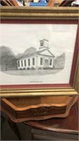 Framed Art Church Penciled By Keith Bryson 1859