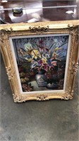 Framed Art Flowers In A Vase Oil Painting