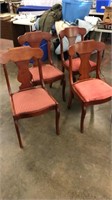 Lot of 4 Wooden "T" Back Chairs
