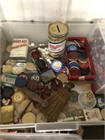 Poker chips, old buttons, tins