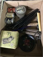 Old forks, small tobacco tins, golf ball marker