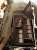 Wood drawer w/ sections, measuring tool