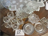 Cut glass lot - punch bowl glasses- egg plate,