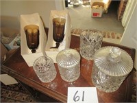 Lead glass set,  candy dishes