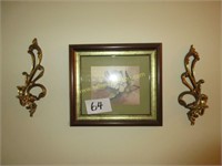 2 wall Sconces and picture