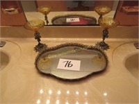 mirror tray and 2 dishes