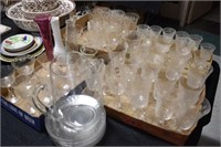 Crystal Stemware, Glass Pitcher & Plates