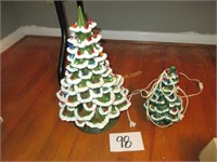 2 Vintage Ceramic Christmas Trees