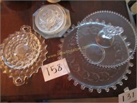 glass serving trays and misc. bowls