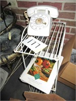 vintage rotary phones and metal phone stand
