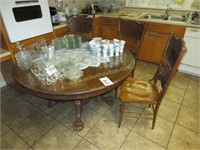 Oak Clawfoot table and 5 chairs