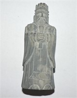 Vintage Carved Stone Figurine Holding Scroll