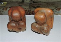 Pair of Carved Figurines in Bowing Position