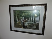 Framed Print of Victorian Waterside Dining Scene