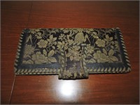 C. 1870 Hand Stitched Leather & Tapestry Clutch