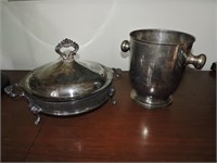 Vintage Silver Plated Chafing Dish & Champagne