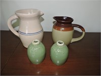 Collection of Glazed Ceramic Pitchers & Hull S/P