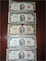 Collection of 1953 and 1963 $2 Red Seal Notes