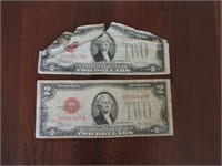 Pair of 1928 D and 1928 F $2 Red Seal Notes
