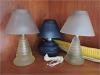 Art Deco Frosted Glass Vanity Lamps - Three