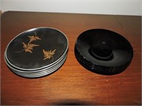 Assorted Japanese Black Lacquer Ware Plates