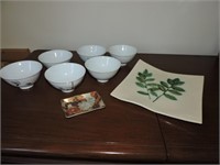 Japanese Porcelain Rice Bowls & Platter