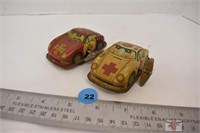 Wind-Up Fire Chief & Ambulance Tin Cars