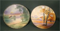 Pair of Unsigned Nippon Country Scene Wall Plaques