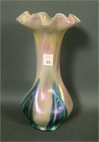 Bohemian Rindskopf Lg Art Glass Ruffled Vase