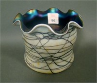 Signed Czech Threaded Squatty Vase
