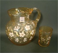 Victorian MG Flashed Enamled Pitcher & Tumbler