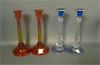 Lot of Two Pair Tiffin Candlesticks
